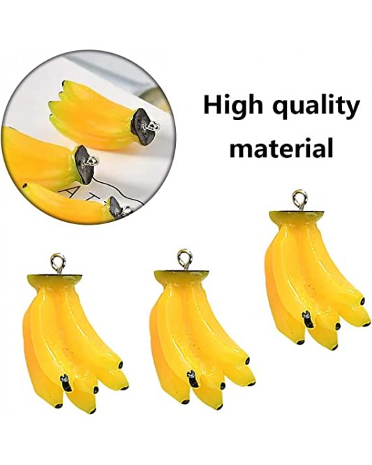 ZY1R-22-30p Imitated Food Banana Yellow Micro Model Charms Resin Pendants with Loop for DIY