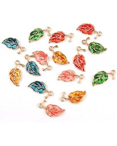 ZL33-25-10P-Zinc Alloy Drop Oil Leaves Shape Charms Pendant for DIY