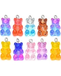 ZY1R-27-200p-Colorful Gradient Resin Bear Candy Gummy Resin Bear Necklace Pendant Earring Jewelry Diy Decoration