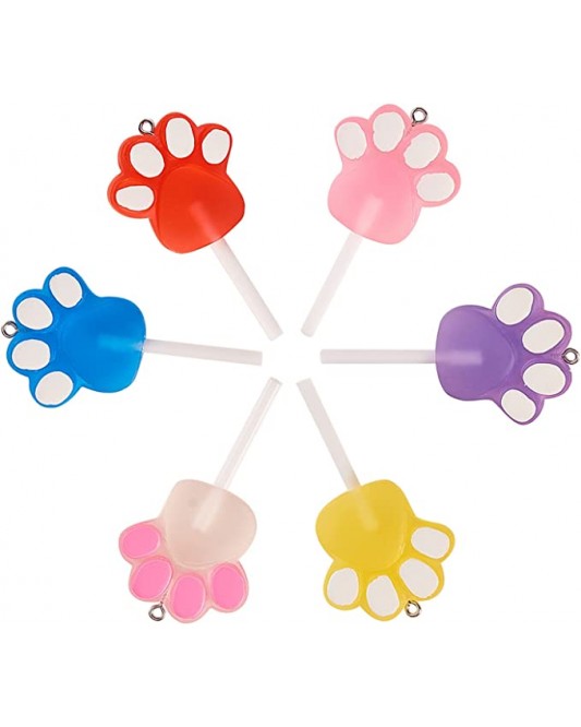 ZY1R-21-30p Footprint Pet Dangle Pendants Cat Dog Paw Candy Lolipop Charm Resin Puppy for DIY