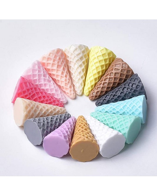 ZL33-18-10P-Mixed Color Ice Cream Cone Resin CabochonsDIY Crafts