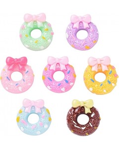 ZY1R-11-30p   Imitation Donut with Bowknot Fake Food Mini Simulation Model No-Hole Charms for DIY Craft