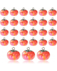 68Y3-10A 20 opaque acrylic imitation food ornaments 3D food fruit Red persimmon ornaments for party decoration