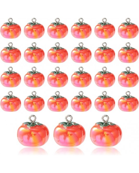 68Y3-10A 20 opaque acrylic imitation food ornaments 3D food fruit Red persimmon ornaments for party decoration