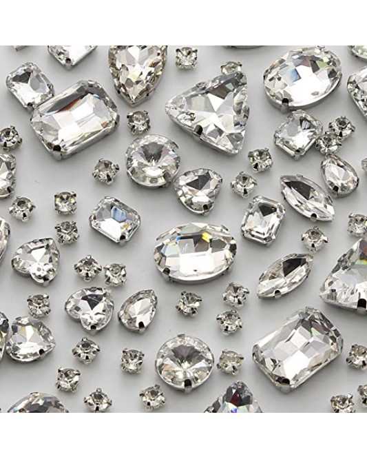 SZ15-31-40P-Mixed Shapes Glass Rhinestones Sew on Crystal for DIY