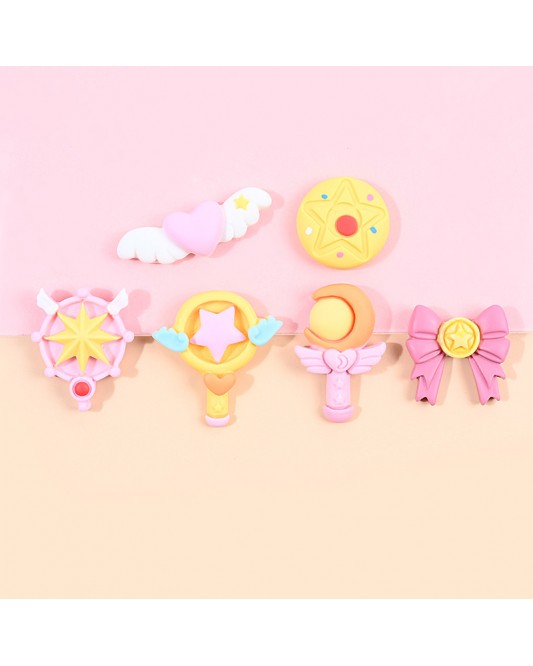 YZ13-100p-U31  20p  RC005 Cartoon Beautiful Girl Magic Wand DIY Resin Charms