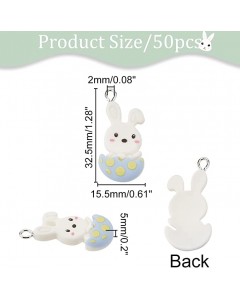 ZW8-03-20P-Resin Rabbit Charms Easter Theme Charms Rabbit with Eggshell