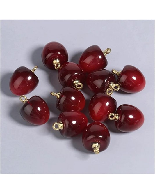 SZ15-10-100p-Red Cherry Shape Small Pendant Charm Beads for Jewelry Making