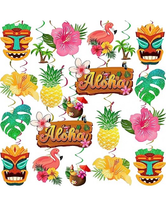 SZ15-40-60p-Hawaiian Party Decorations DIY Foil Ceiling Decorations Bundle