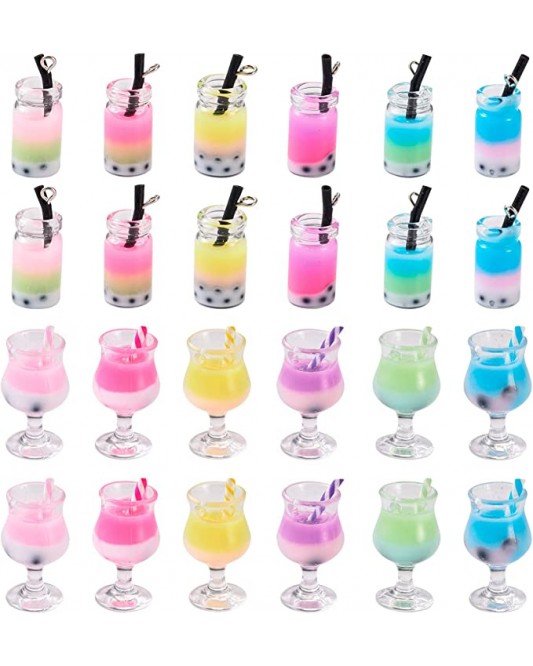 ZL31-17-15P-Colorful Resin Plastic Fruit Tea Bottle Dangle Charms Pendants for DIY