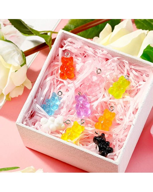 U38-100p-Colorful Gummy Resin Bear Charms Pendants