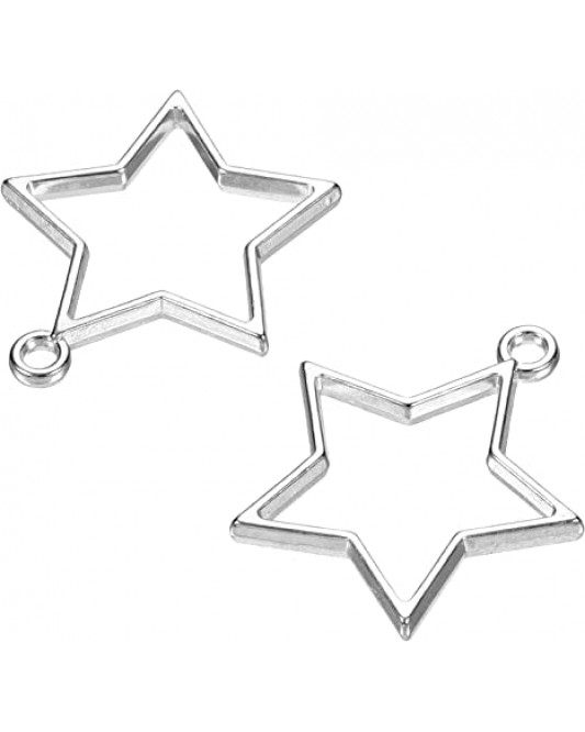 ZL31-07-15P-Star Shape Geometric Alloy Hollow Open Back Charms for DIY Crafts