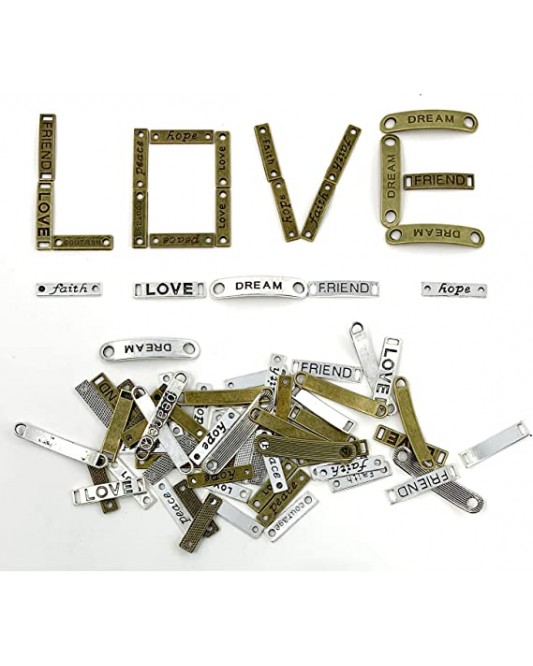 ZL31-06-15P-Mixed Words Letters Connector Pendants Beads Charms for DIY