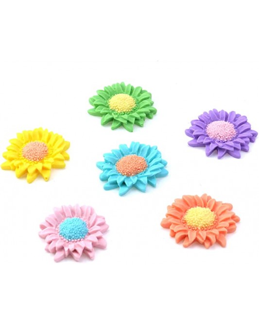 ZL33-04-10P-Flatback Mix Lots Sunflowers Resin Beads Charms for Jewelry Making DIY Craft