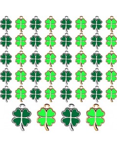 ZL31-05-15P-Four-Leaf Shamrock Charms Lucky Resin Charms DIY Jewelry Ornaments