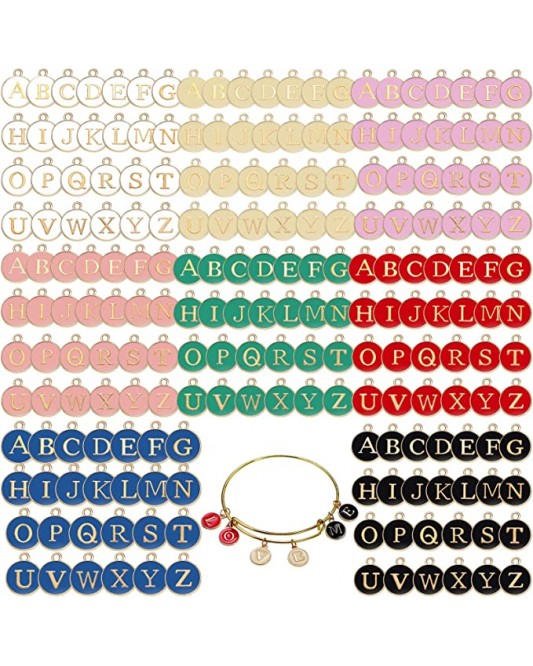 ZL33-08-10P-Enamel Metal Letter Charms for Jewelry Making Mix Initial Charms Double Side Charms